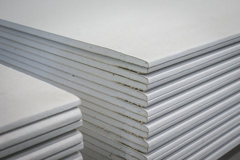 Stacked gypsum boards