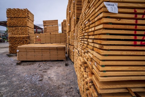 Stacked plywood sheets